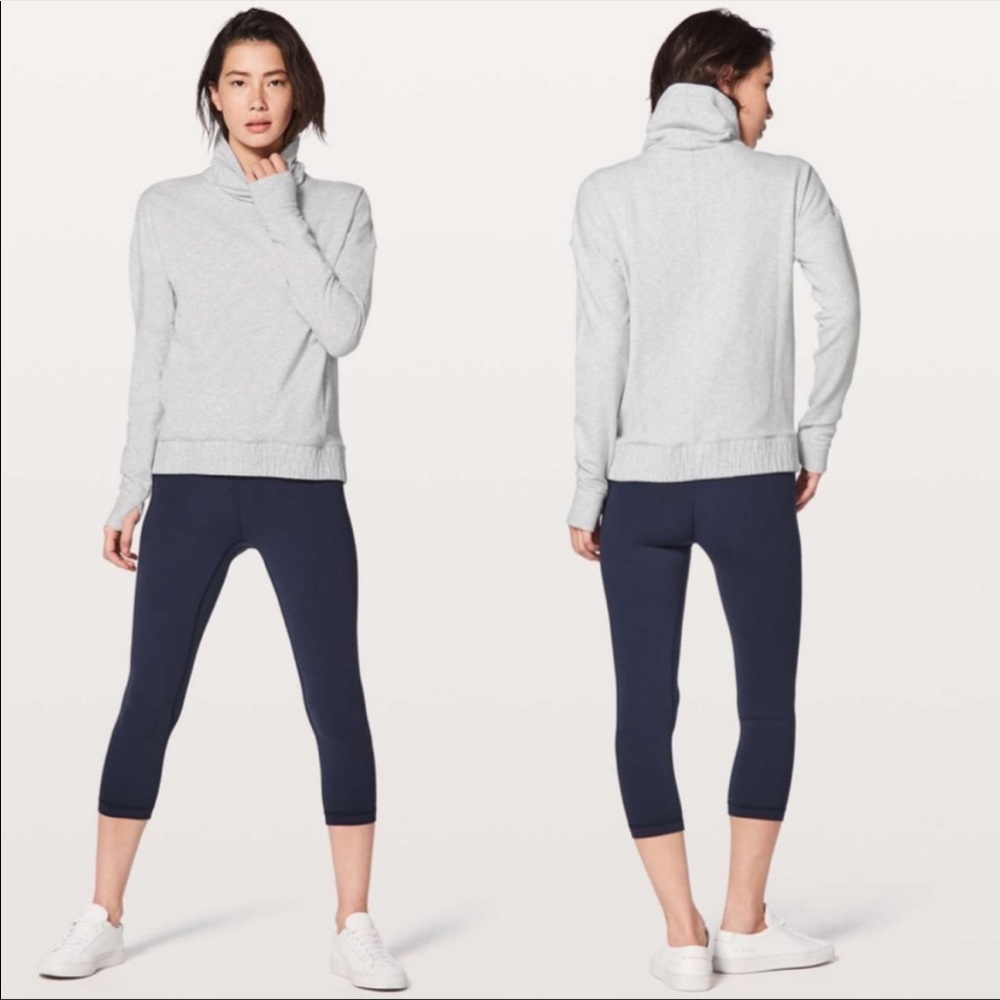 Lululemon Stress Less Pullover "Today is a Cheat Day" Koala Pouch Pocket Cowl